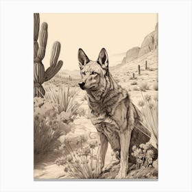 Red Wolf Vintage Style 1 Canvas Print