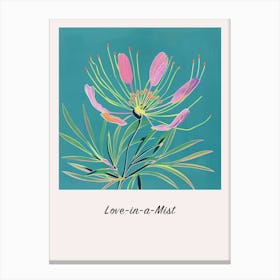 Love In A Mist 3 Square Flower Illustration Poster Canvas Print