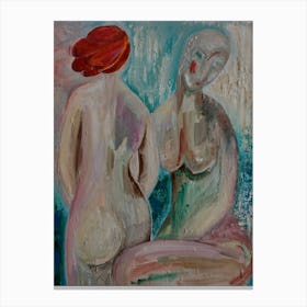 Bedroom Wall Art,  Two Nudes Ready for Bath Canvas Print