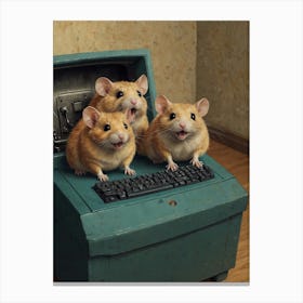 Hamsters On A Keyboard Canvas Print