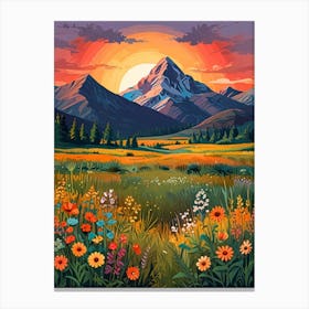 Sunset In The Mountains Canvas Print