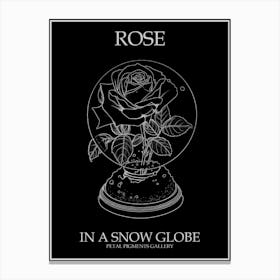 Rose In A Snow Globe Line Drawing 2 Poster Inverted Canvas Print