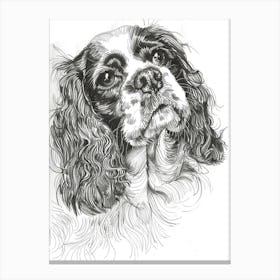 Cavalier King Charles Dog Line Sketch Dog Line Drawing Sketch 3 Canvas Print