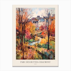 Autumn City Park Painting Parc Des Buttes Chaumont Paris France 4 Poster Canvas Print