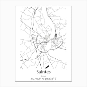 Saintes,France Minimalist Map Canvas Print