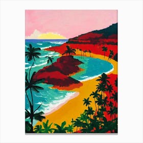 Bathsheba Beach, Barbados Hockney Style Canvas Print