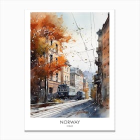 Oslo, Norway 2 Watercolor Travel Poster Canvas Print