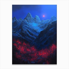 Red Trees At Night Canvas Print