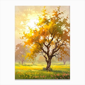 Autumn Tree In The Meadow Canvas Print