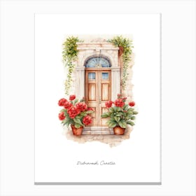 Dubrovnik, Croatia   Mediterranean Doors Watercolour Painting 2 Poster Canvas Print