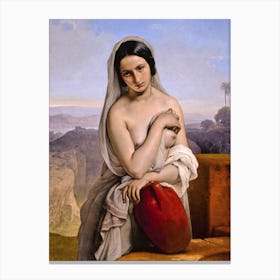 Woman With A Red Bag Canvas Print