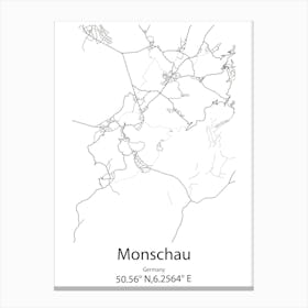 Monschau,Germany Minimalist Map Canvas Print