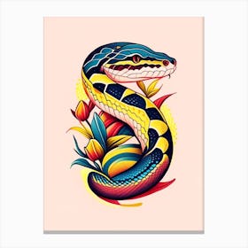 Western Hooknose Snake Tattoo Style Canvas Print