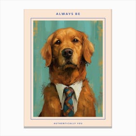 Golden Retriever With A Tie Poster Canvas Print