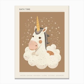 Unicorn In The Bubble Bath Mocha Muted Pastels 1 Poster Canvas Print
