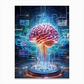 Abstract Digital Painting Of A Human Brain Neural Connections Resembling An Elaborate Circuit Its Canvas Print