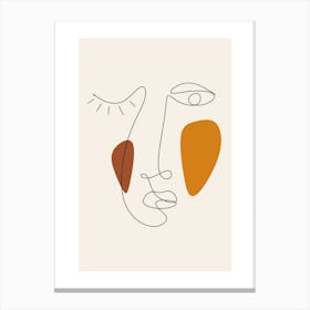 Abstract Face Monoline Asthetic Mnimalist Drawing Canvas Print