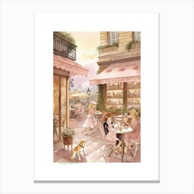 Pink Paris Street Watercolour Canvas Print