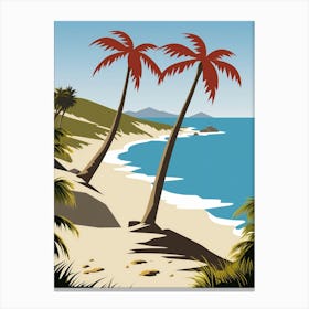 Two Palm Trees On The Beach Canvas Print