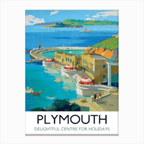 Plymouth, Britain, Great Place For Holidays, Travel Poster Canvas Print