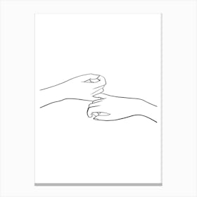 One Line Drawing Of Hands Canvas Print