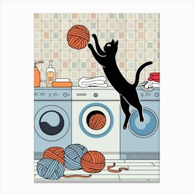 Cat In The Laundry Room 1 Canvas Print