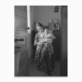 Untitled Photo, Possibly Related To Child On Lap Of Mother Reading The Newspaper, Nissen Shack Near Dicken Canvas Print