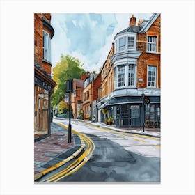 Richmond Upon Thames London Borough   Street Watercolour 4 Canvas Print