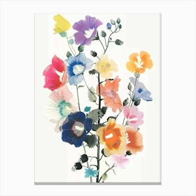 Hollyhock Collage Flower Bouquet Canvas Print