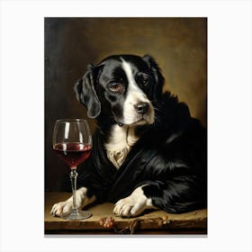 Dog With A Glass Of Wine Canvas Print