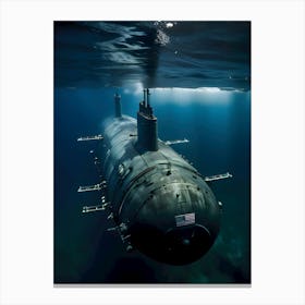 Submarine In The Ocean -Reimagined 7 Canvas Print