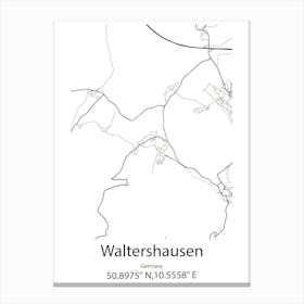 Waltershausen,Germany Minimalist Map Canvas Print