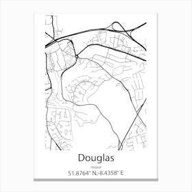 Douglas,Ireland Minimalist Map Canvas Print