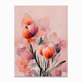 Abstract Coral Flowers Canvas Print