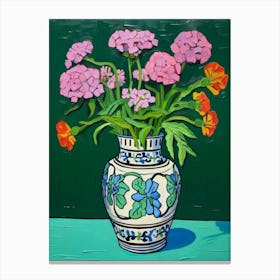 Flowers In A Vase Still Life Painting Phlox 1 Canvas Print