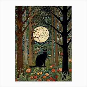 Cat In The Forest Style William Morris 7 Canvas Print