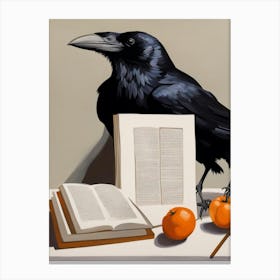 Crow And Oranges Canvas Print