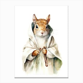 Baby Squirrel As A Jedi Watercolour 4 Canvas Print