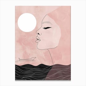 Portrait Of A Woman In The Sea Canvas Print