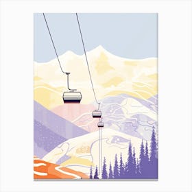Zell Am See   Kaprun   Austria, Ski Resort Pastel Colours Illustration 0 Canvas Print