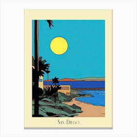 Poster Of Minimal Design Style Of San Diego California, Usa 2 Canvas Print