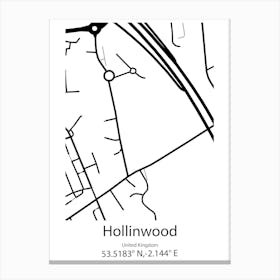 Hollinwood,United Kingdom Minimalist Map Canvas Print