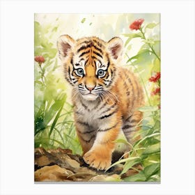 Tiger Illustration Painting Watercolour 2 Canvas Print