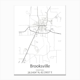 Brooksville,United States Minimalist Map 1 Canvas Print