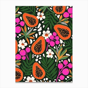 Tropical Fruit Papaya Pattern Canvas Print