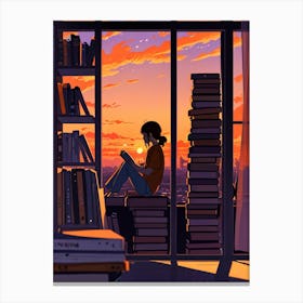 Anime Girl Reading A Book 2 Canvas Print