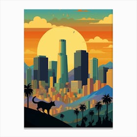 Los Angeles, United States Skyline With A Cat 2 Canvas Print