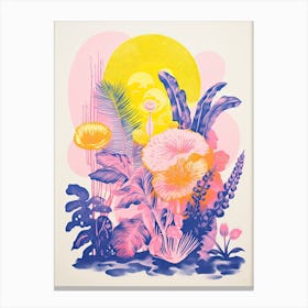 Colourful Botanical Risograph Style 32 Canvas Print