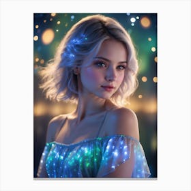 Beautiful Girl With Glowing Lights Canvas Print
