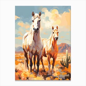 Horses Painting In Arizona Desert, Usa 3 Canvas Print